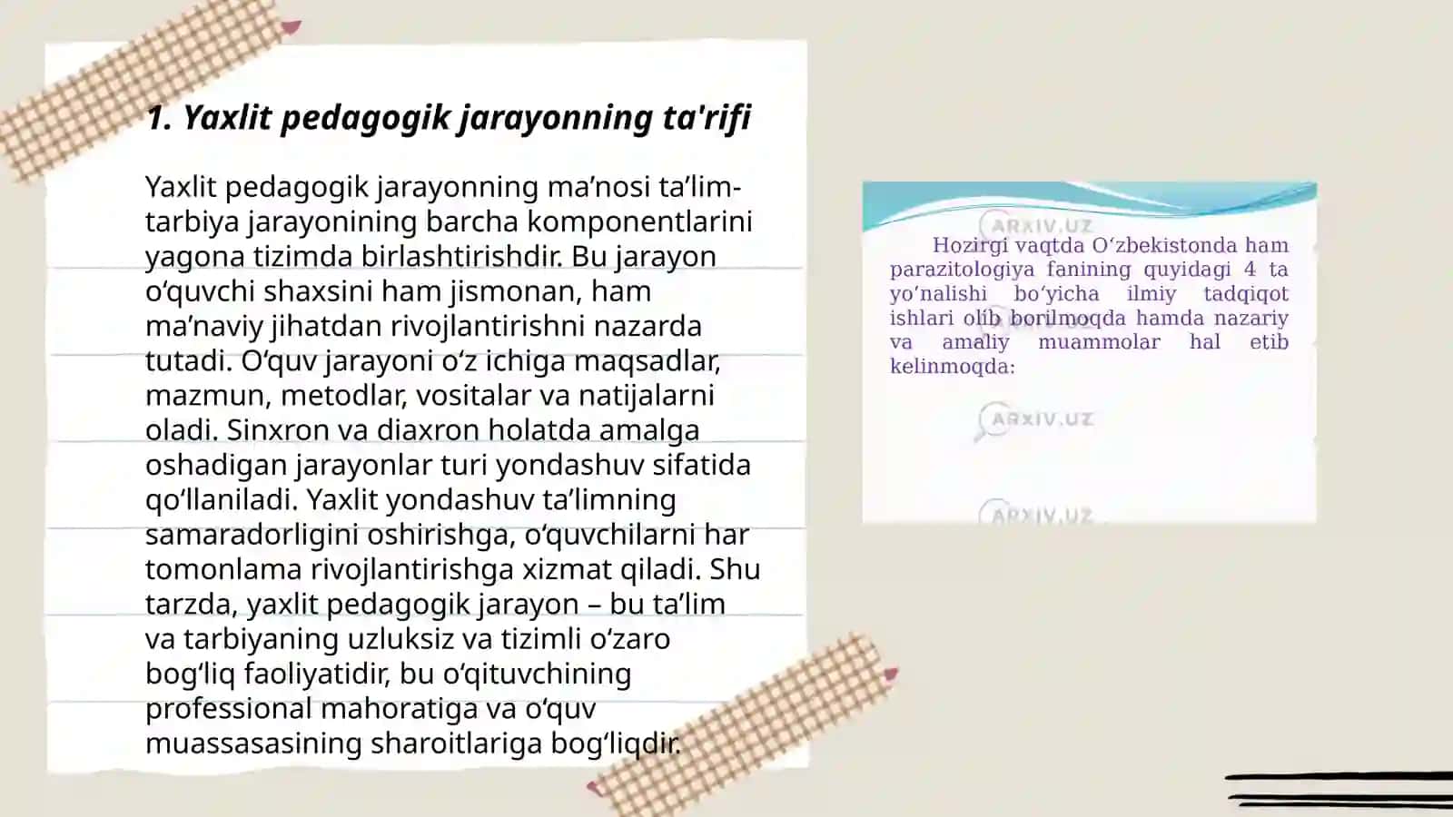 Yaxlit pedagogik jarayonning asosiy vazifalari 3