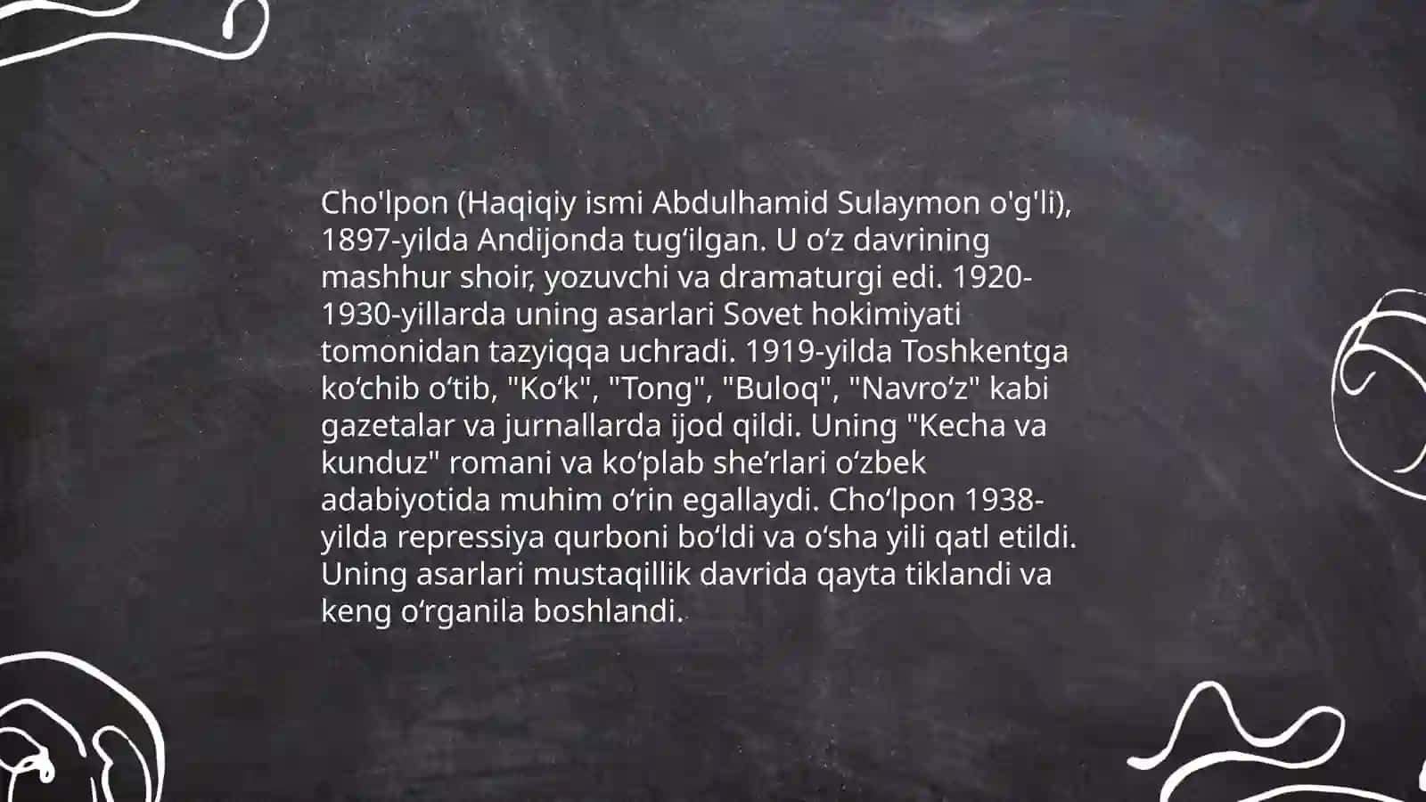 Cho'lpon hayoti va ichodi 3