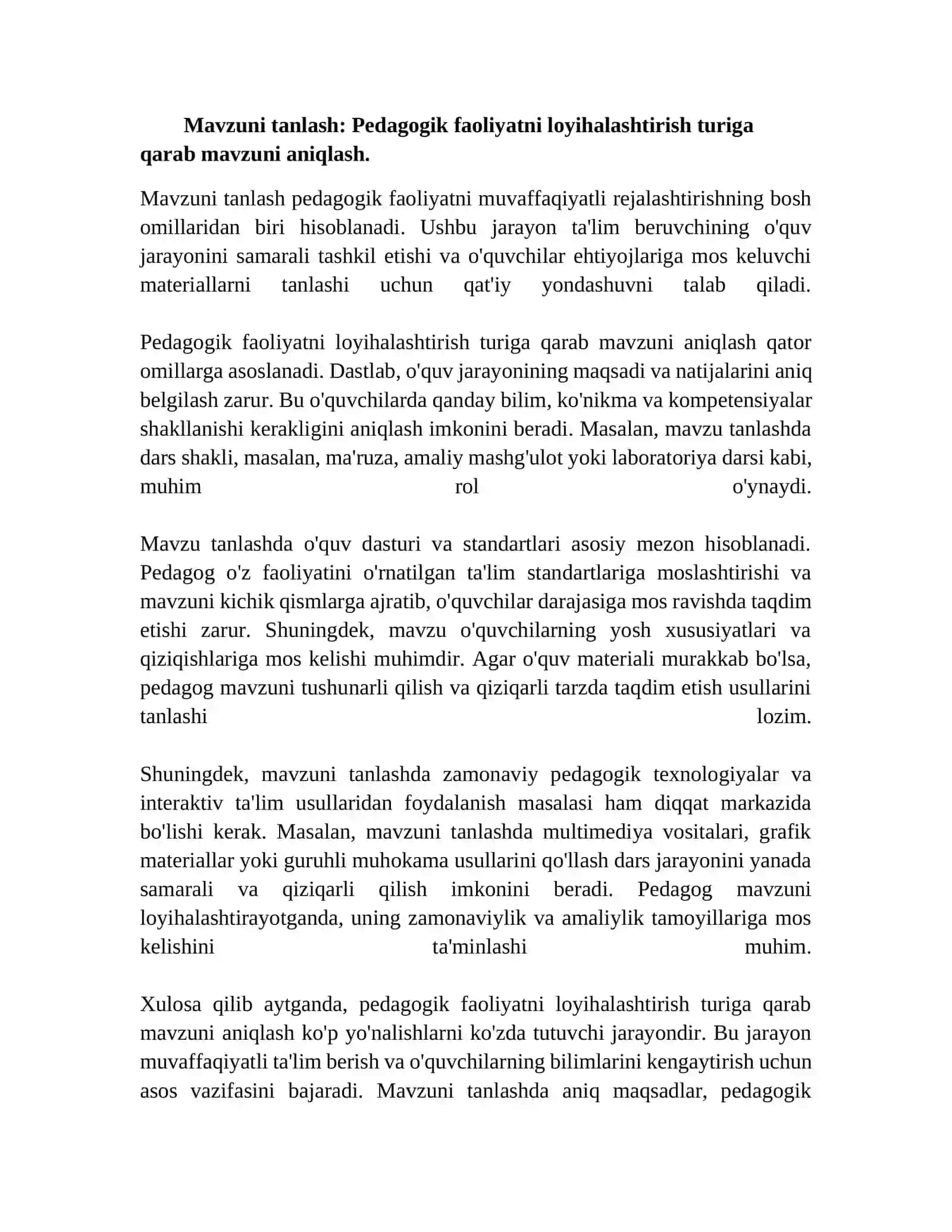 Pedogogik faoliyatini loyihalashtirishturlari 3