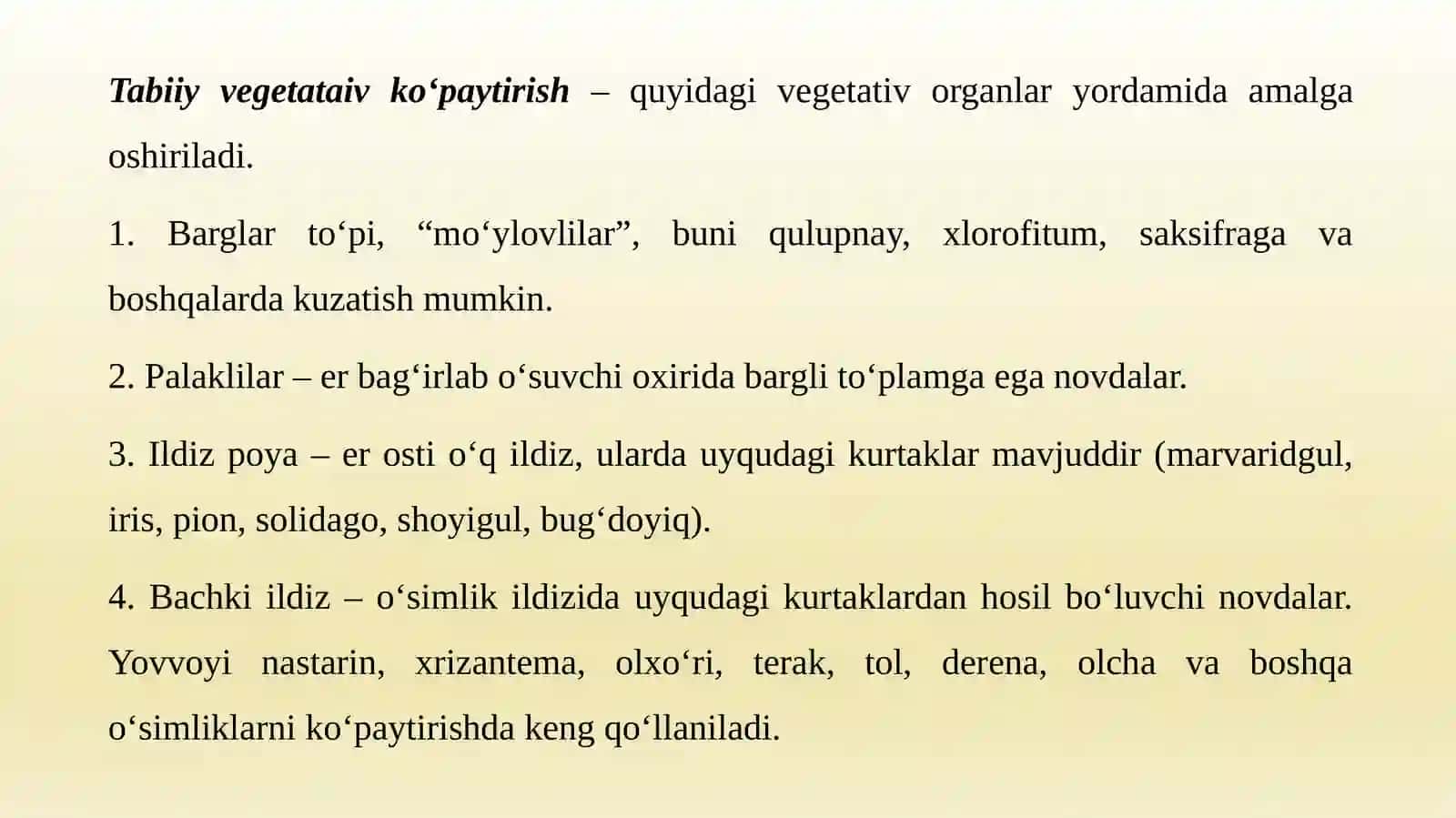 GULLARNI VEGETATIV KO‘PAYTIRISH: ILDIZ, ILDIZPOYA, POYA VA BARG QALAMCHALARIDAN KO‘PAYTIRISH USULLARI 3