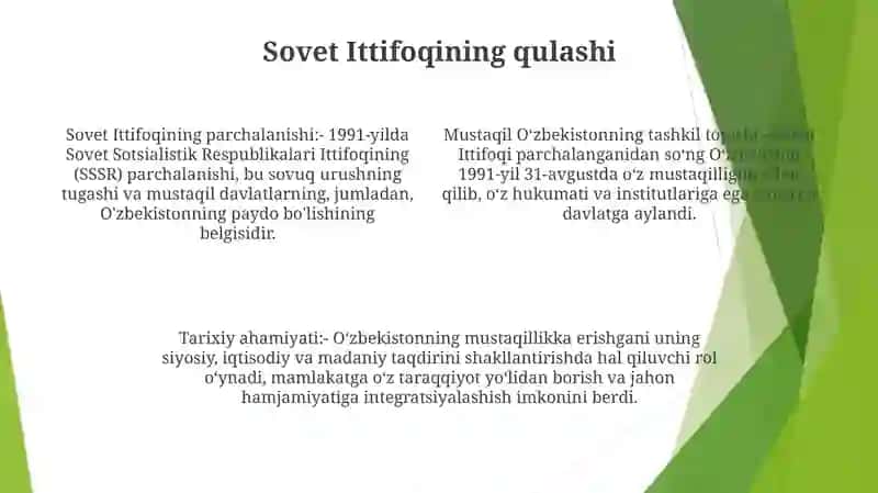 Mustaqil OʻZbekiston Respublikasining Tashkil Topishi Va Uning Tarixiy Ahamiyati 3