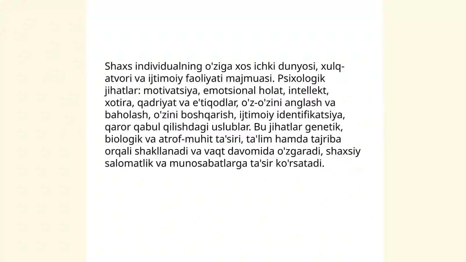 Shaxs muammolari haqida ma'lumot.Xarakter va uning asosiy xususiyatlari 3