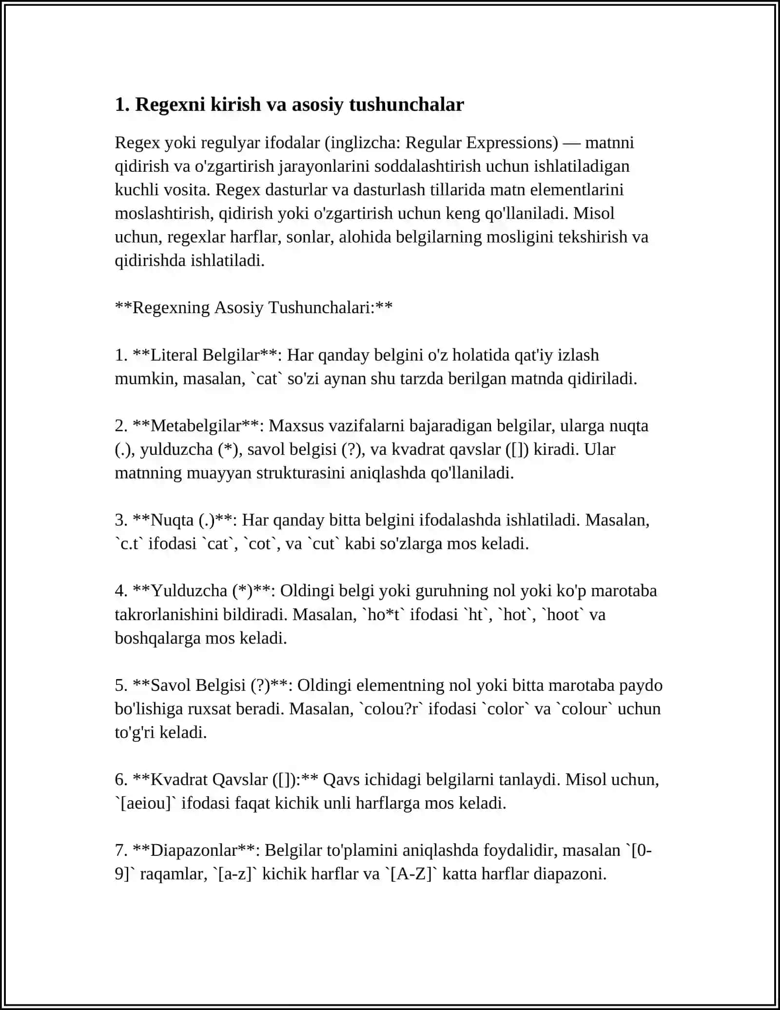 PYTHONDA "REGULAR EXPRESSIONS" NAZARIY VA AMALIY MA'LUMOTLAR 3