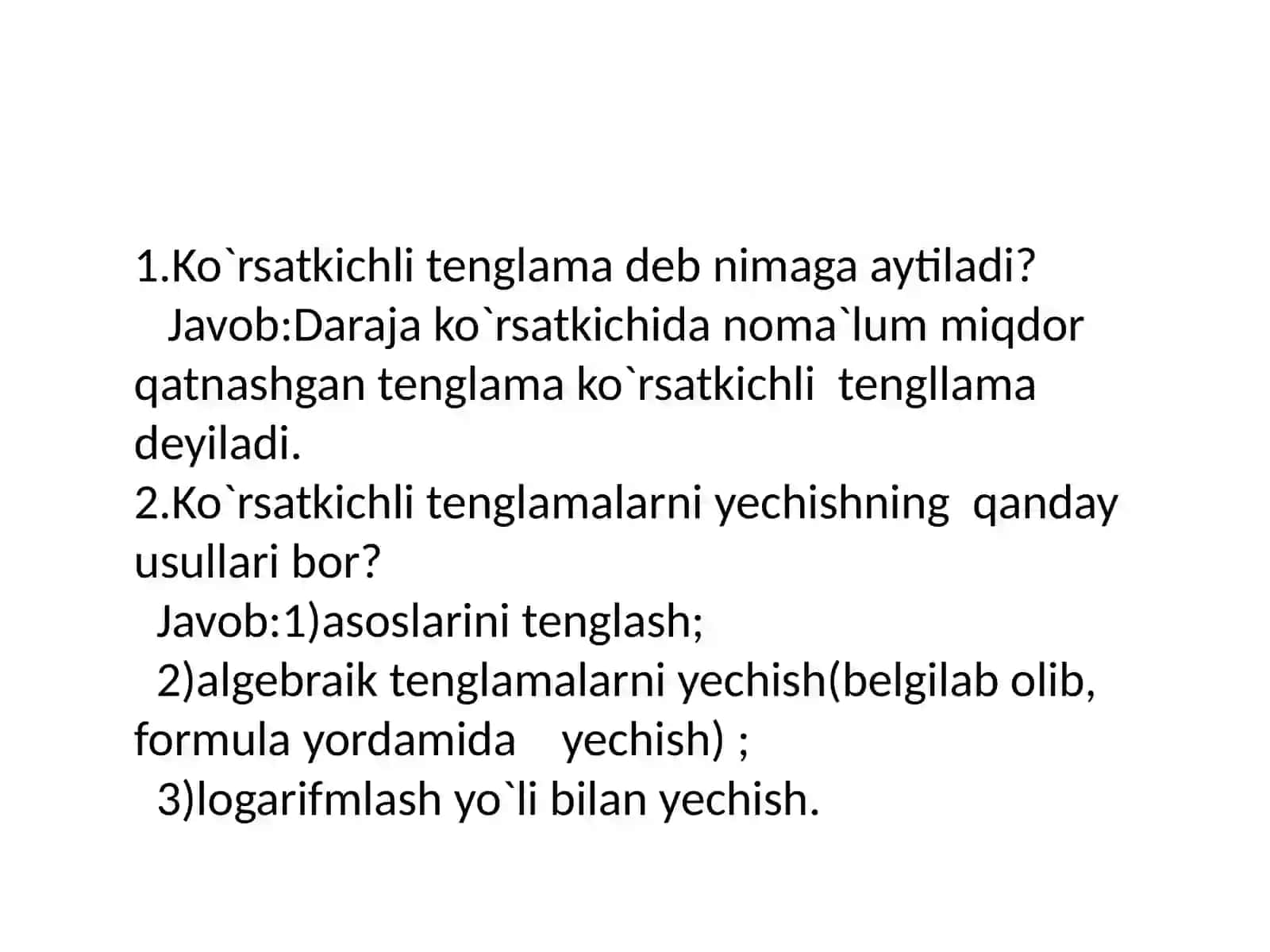 Ko’rsatkichli va logarifmik funksiyalar yordamida modellashtirish. 3
