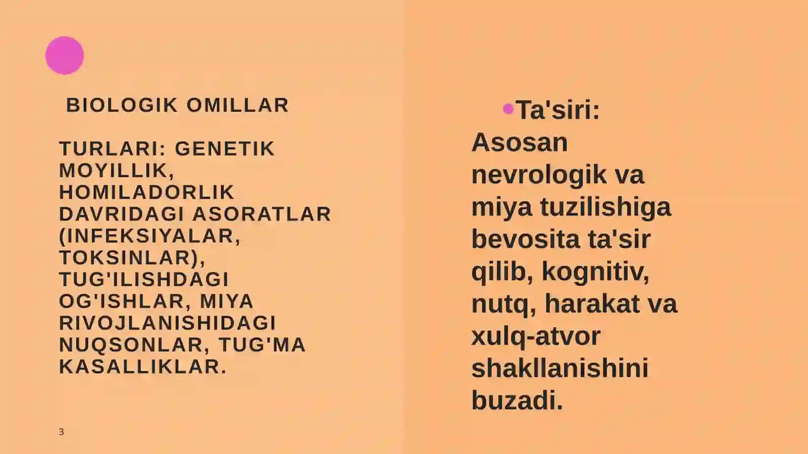 Rivojlanishda buzilishlar kelib chiqish omillari 3