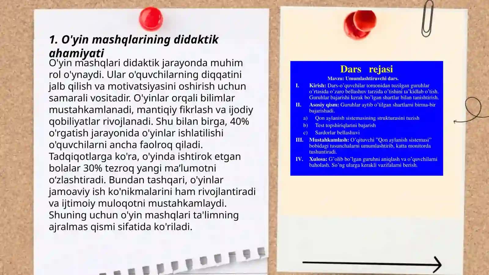 O'yin mashqlar uchun topshiriqlar tuzish.Ijodiy o'yin ishlanmasini loyihalash.Konferensiya uchun material tayyorlash 3