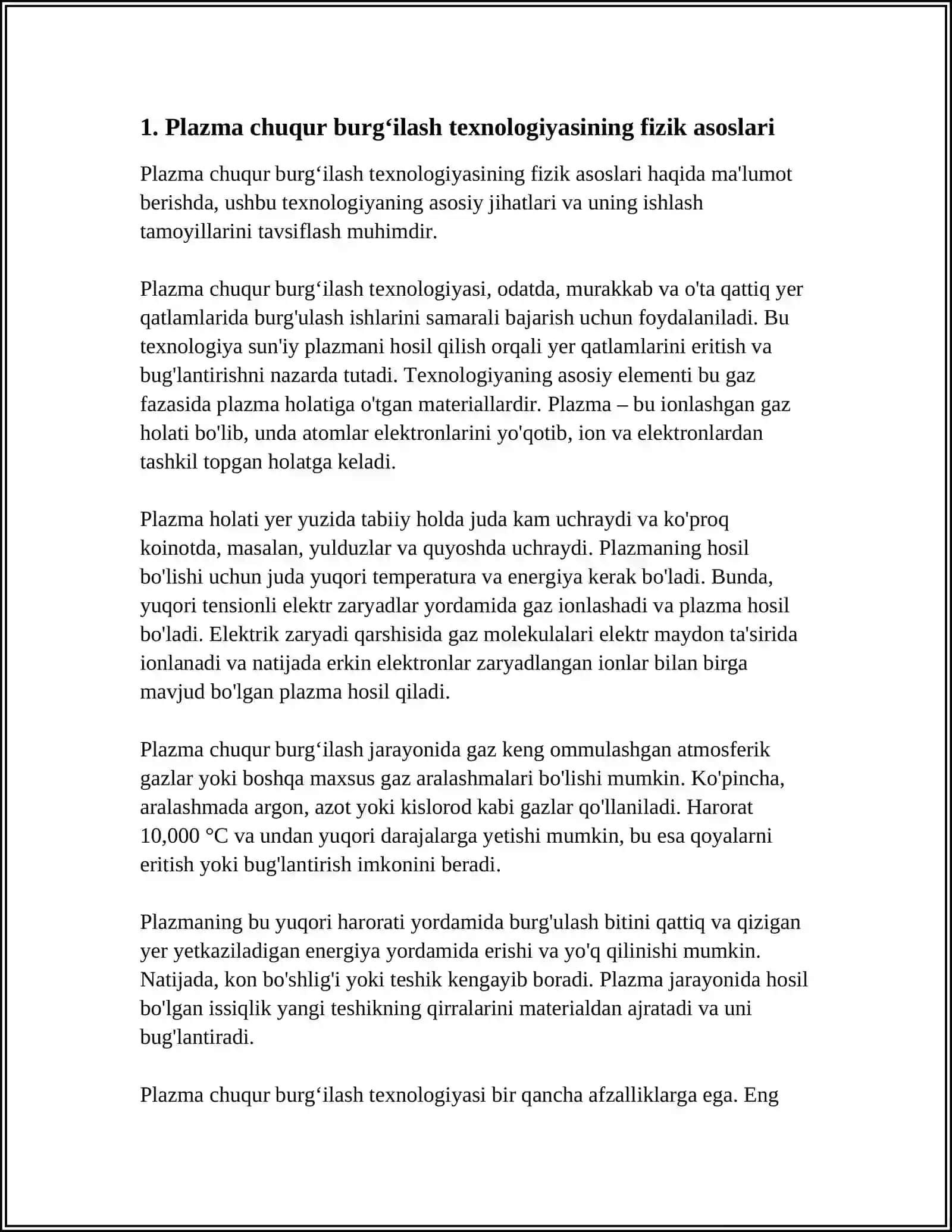 PLAZMA CHUQUR BURGʻILASH TEXNOLOGIYASI 3
