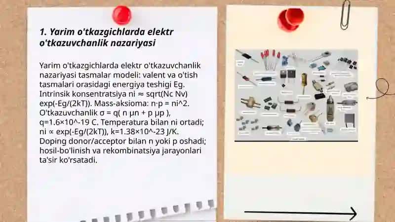 Yarim o'tkazgichlarning elektir o'tkazuvchanligi 3