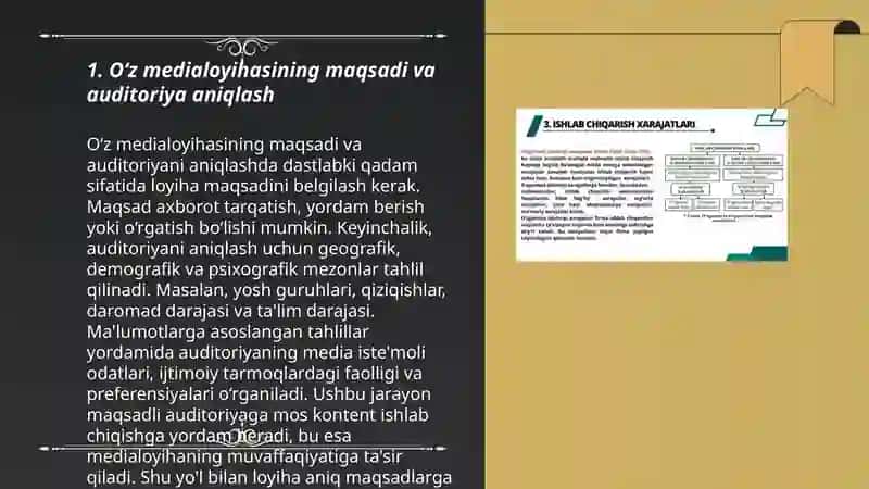 Oʻz medialoyihasini ishlab chiqarish va taqdim etish 3
