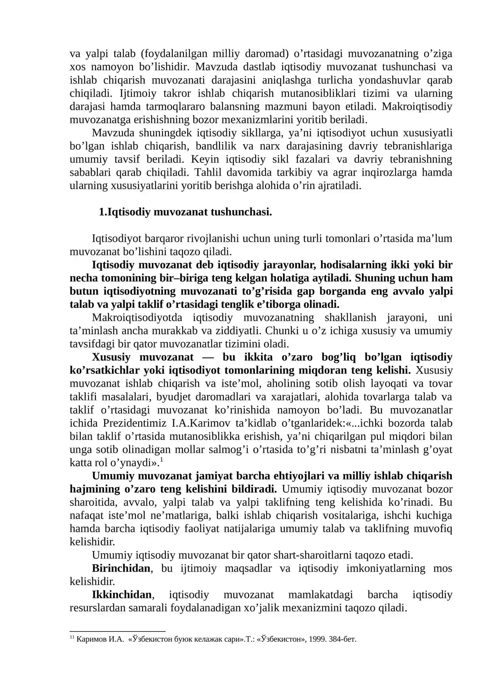 Makroiqtisodiy nisbatlar va muvozanatlilik. Makroiqtisodiy beqarorlik: inqiroz, ishsizlik va inflyasiya. Ishchi kuchi bozori. Ishchi kuchi va uning bandligi 3