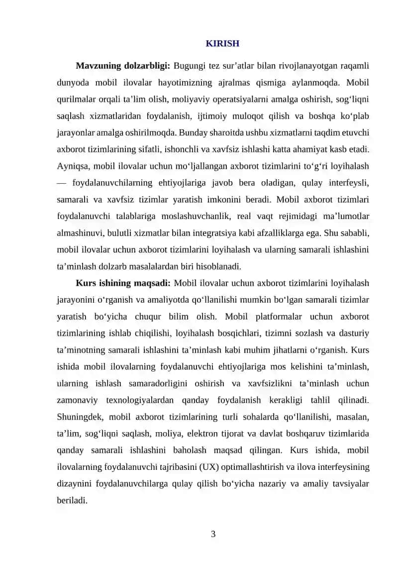 MOBIL ILOVALAR UCHUN AXBOROT TIZIMLARINI LOYIHALASH 3