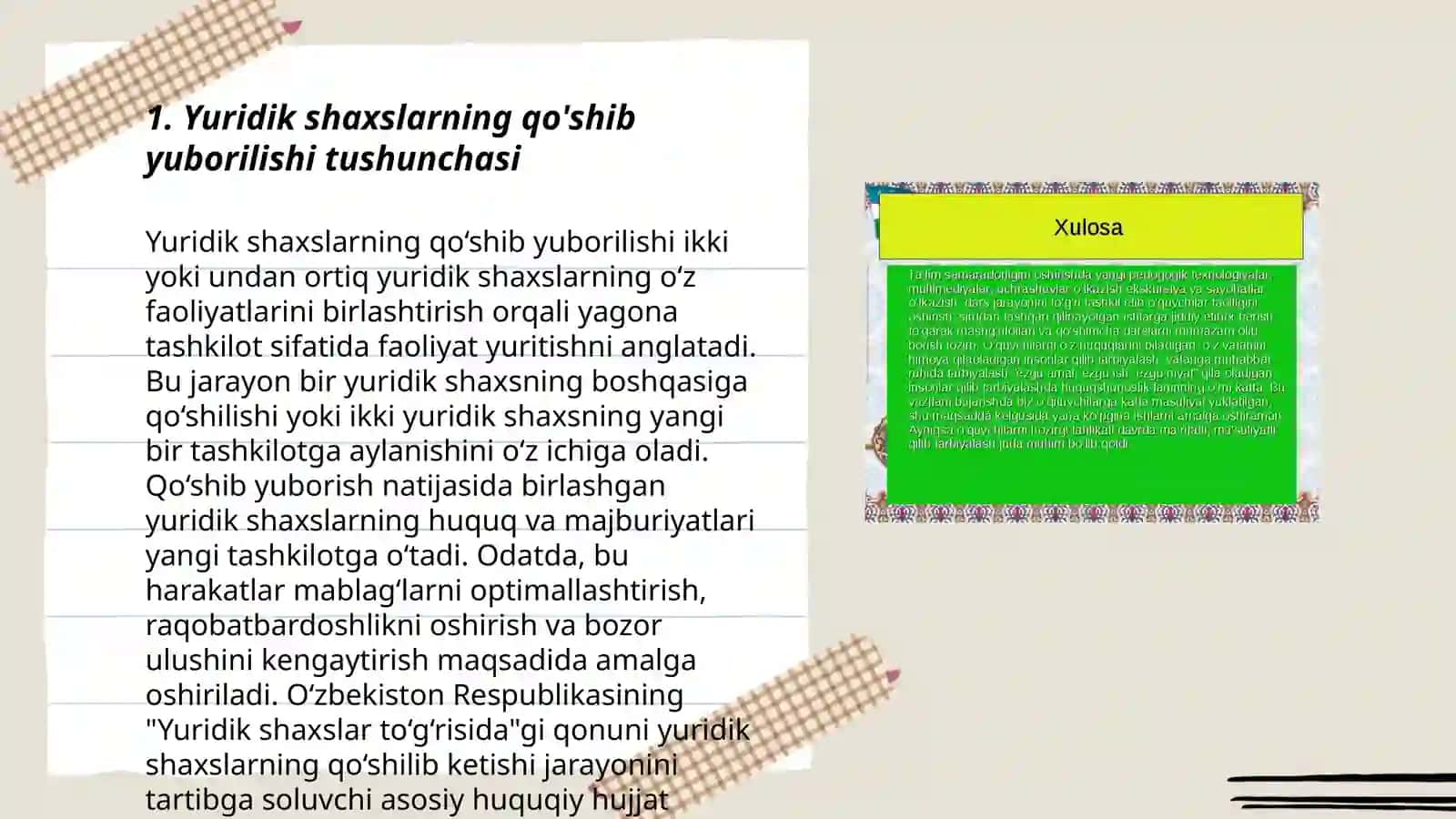 Yuridik shaxslarni qo'shib yuborish va qo'shib olishni amalga oshirish usullari 3