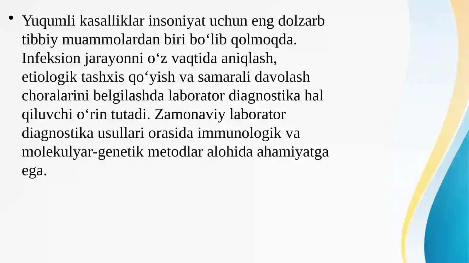 radioimmun IFA, immunoblot, PZR, reaksiyalarning yuqumli kasalliklar tashhisida qo'llanilishi, tehnikasi. qo'yish 3