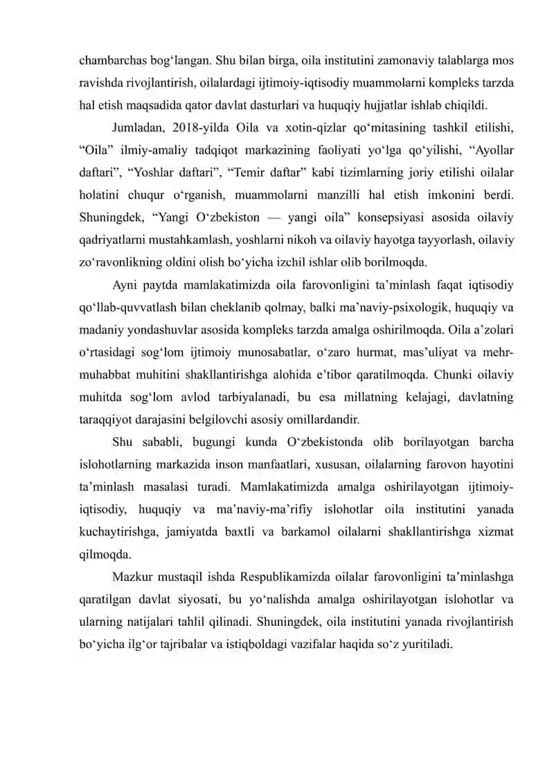 RESPUBLIKAMIZDA OILALAR FAROVONLIGINI TA’MINLASH MAQSADIDA OLIB BORILAYOTGAN ISLOHOTLAR 3