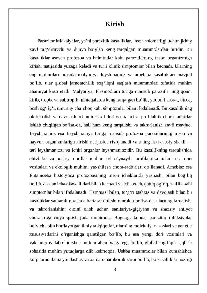 Parazitar infeksiyalar (Malyariya, Leyshmanioz, Amebiaz) 3