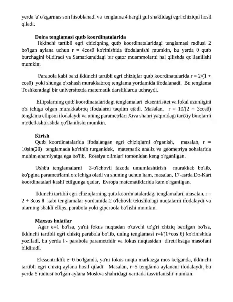 Ikkinchi tartibli chiziqning qutub kordinatalaridagi tenglamasi 3