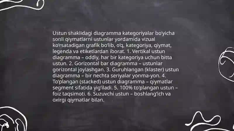 Ustun shaklidagi diagrammalar hosil qilish va ular ustida amallar 3