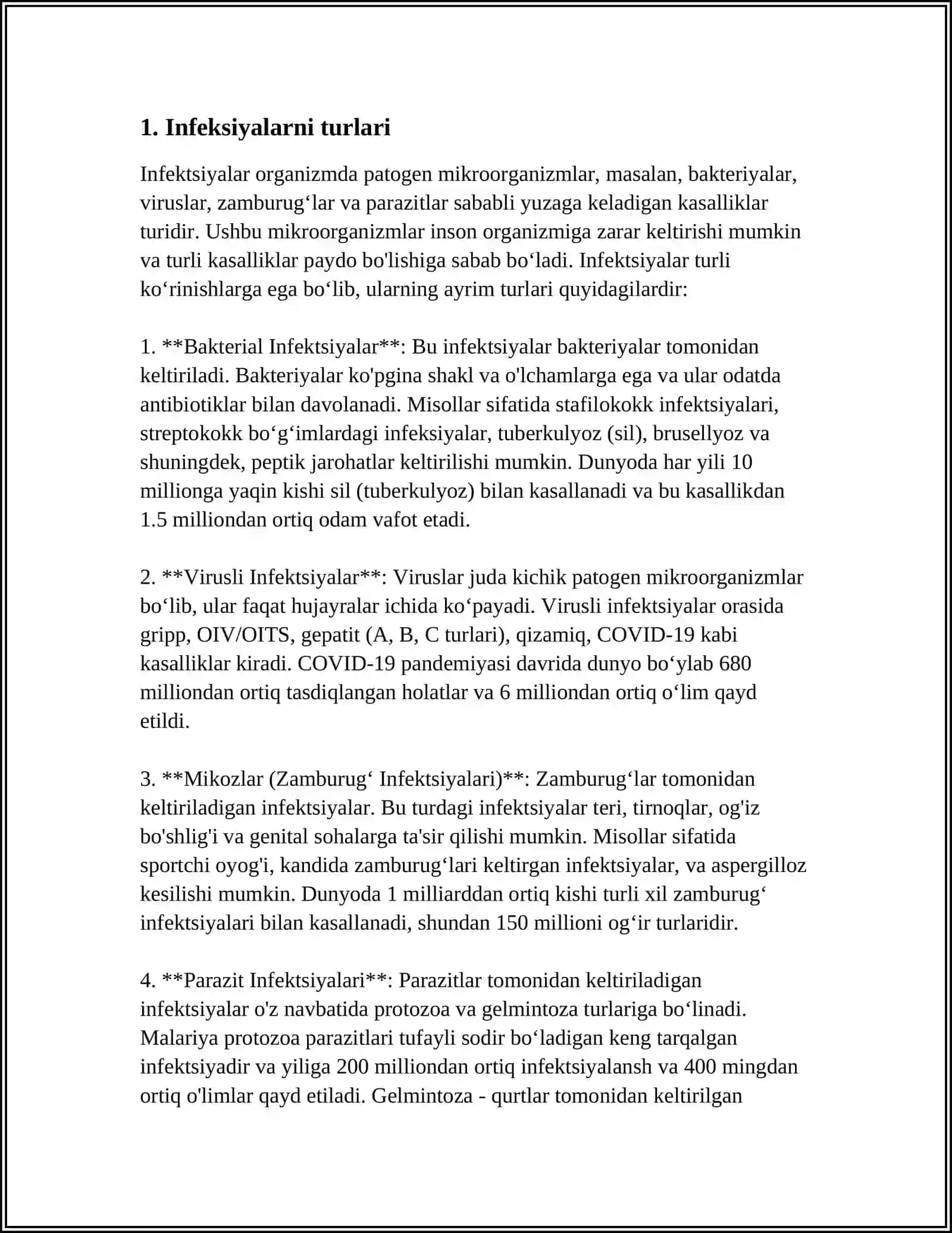REFERAT Mavzu: INFEKSIYA HAQIDA MALUMOT 3
