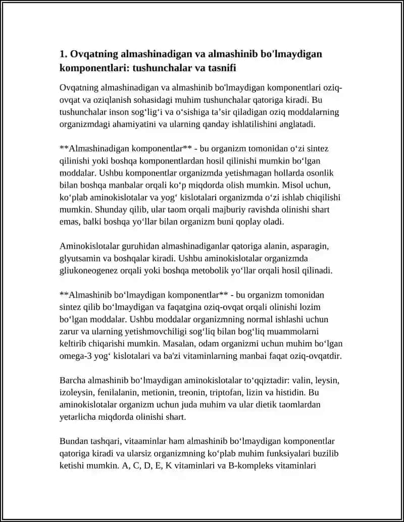 OVQATNING ALMASHINADIGAN VA ALMASHINIB BO'LMAYDIGAN KOMPONENTLARI 3