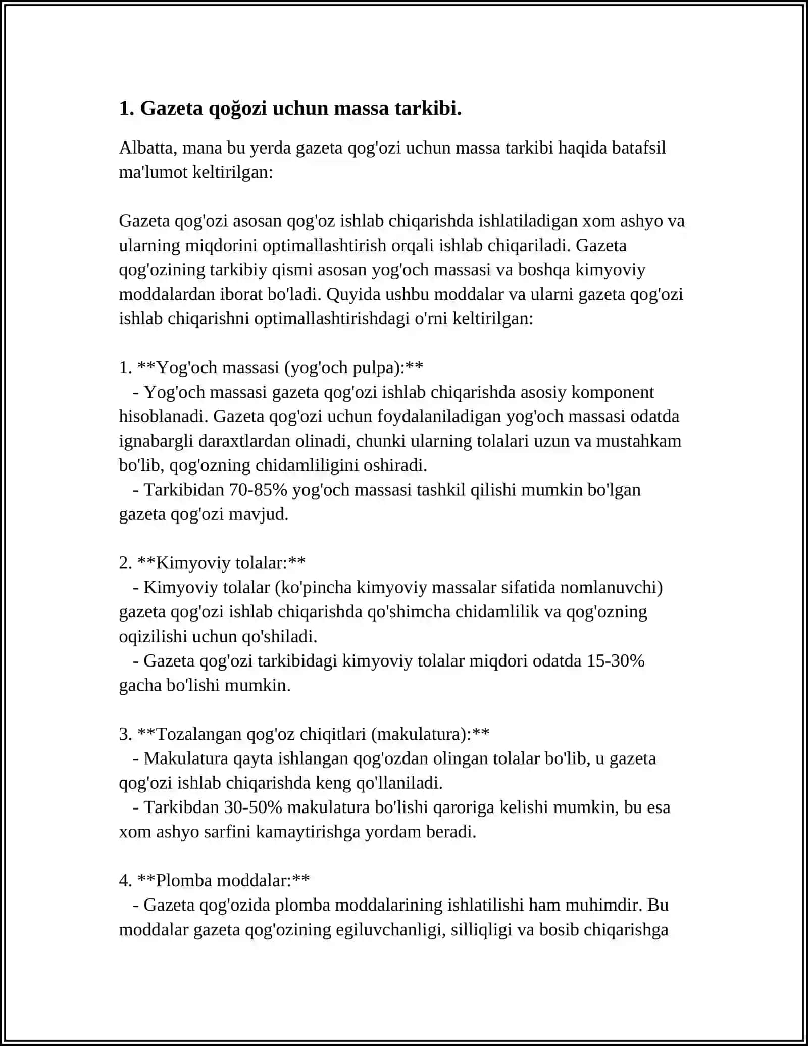 GAZETA QOĞOZI UCHUN MASSA TAYYORLASH SXEMASI 3