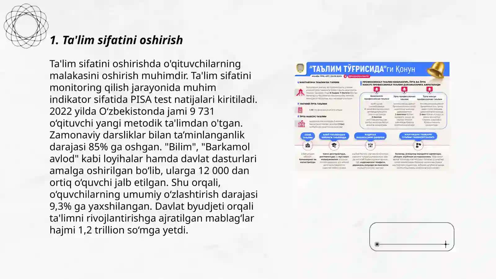 Ta'lim sohasida olib borilayotgan ish harakatlar 3