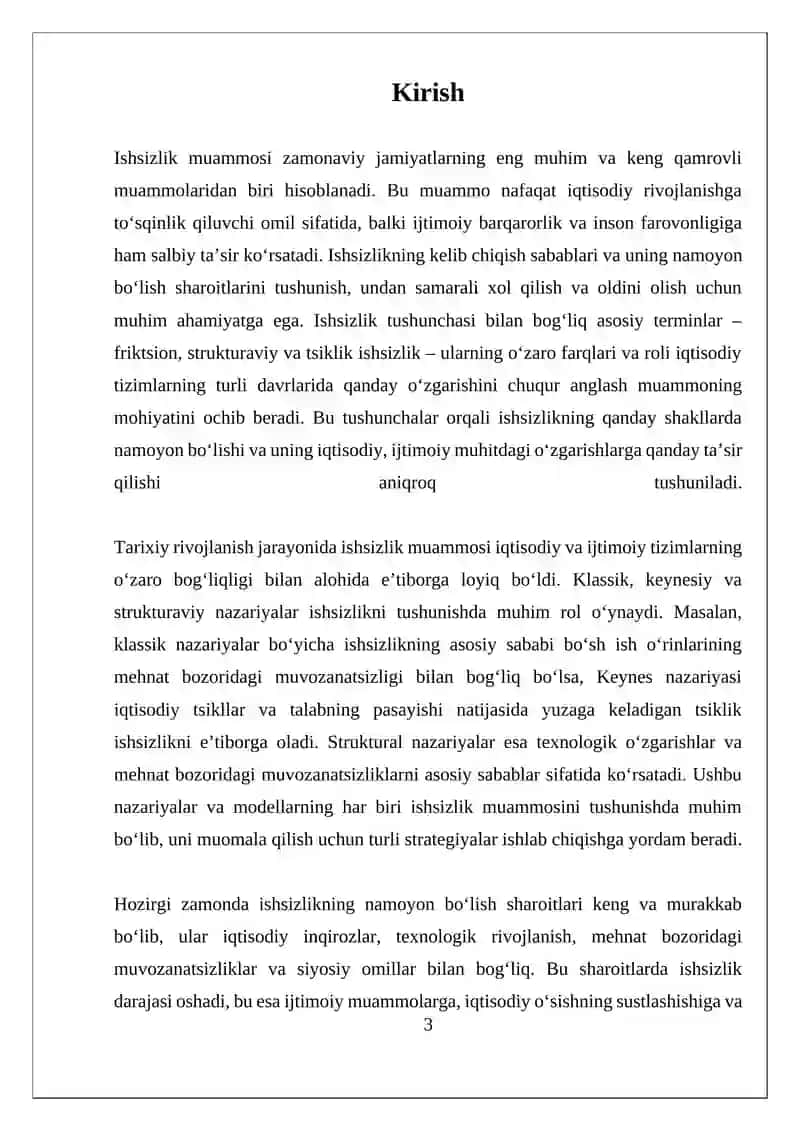 Ishsizlikning Kelib Chiqish Sabablari va Namoyon Boʻlish Sharoitlari 3
