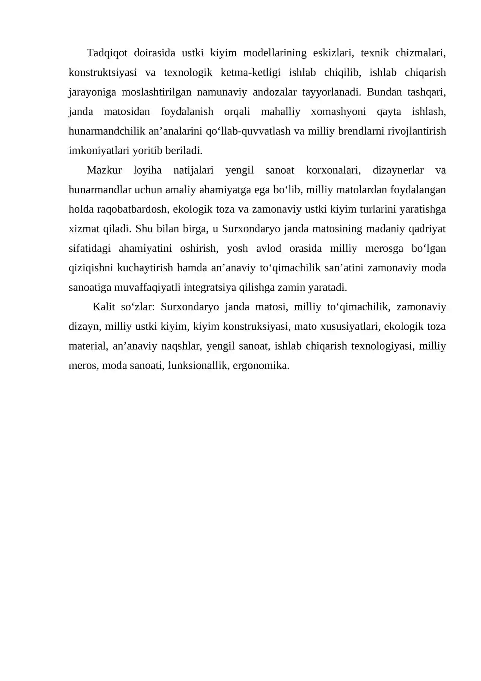Surxondaryo milliy janda matosining xususiyatlarini inobatga olib, zamonaviy milliy ustki kiyimlar loyihalash va ishlab chiqish 3
