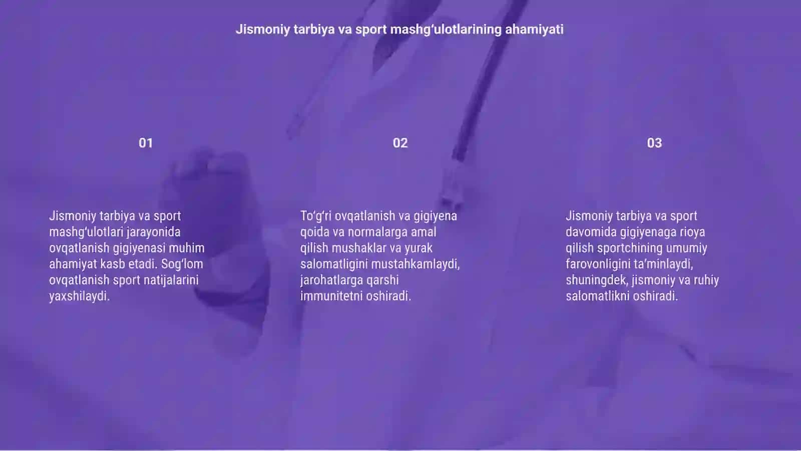 Jismoniy tarbiya va sport mashgʻulotlari davrida ovqatlsnish gigiyenasi 3
