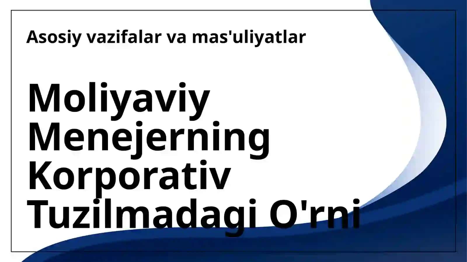 Korporativ tuzilmalarda moliyaviy menejerning vazifalari 3