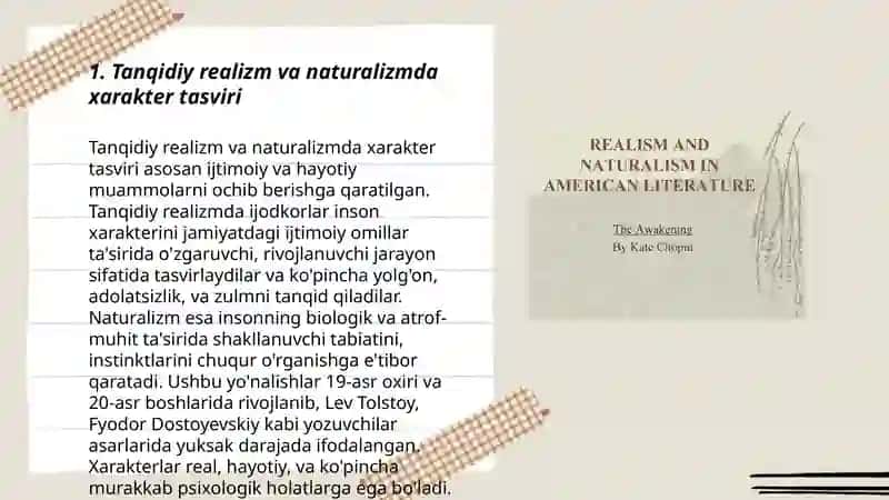 comparison between Critical realism, naturalism and modern literature 3