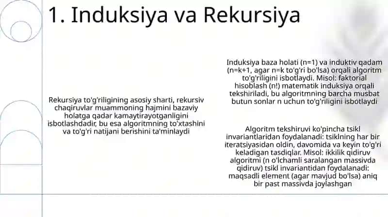 Algoritm toʻgʻriligini tekshirishga misollar 3
