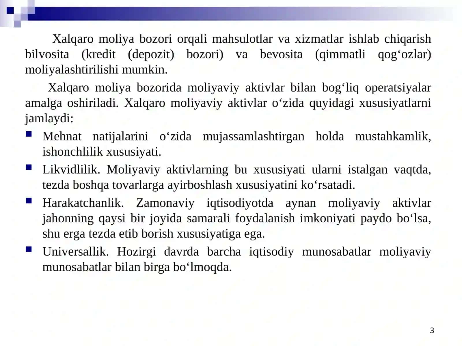 Xalqaro moliya va xalqaro moliya bozori 3