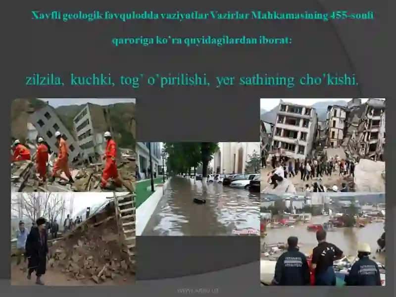 TАBIIY, TEXNOGEN, EKOLOGIK VA IJTIMOIY TUSDAGI FAVQULOTDA VAZIYATLARDA HAYOT FAOLIYATI XAVFSIZLIGI VA FUQARO MUHOFAZASI 3