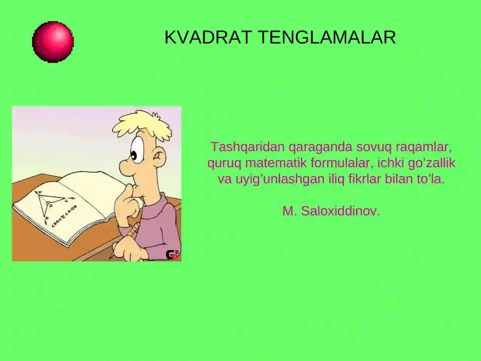 Kvadrat tenglamaga doir masalalar 3