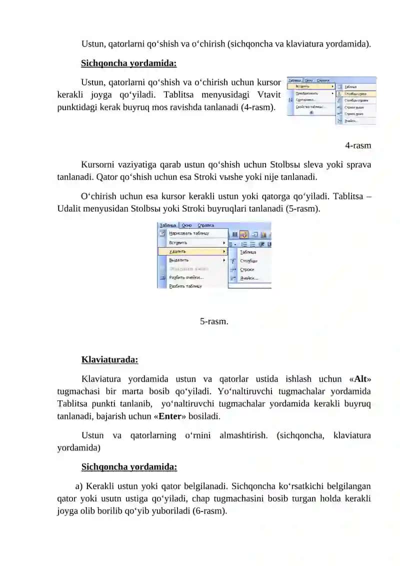 Microsoft Wordda jadval va grafiklar bilan ishlash 3