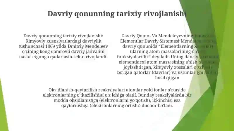 Davriy Qonun Va Mendeleyevning Kimyoviy Elementlar Davriy Sistemasi 3