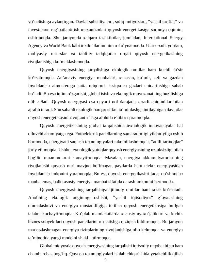 Quyosh energiyasining tarqalishi, Afrika va Osiyo uchun iqtisodiy model 3