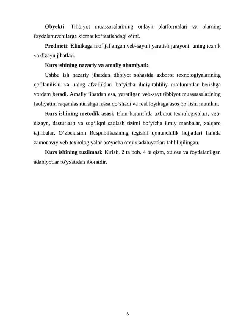 Med klinika web sahifasini yaratish 3
