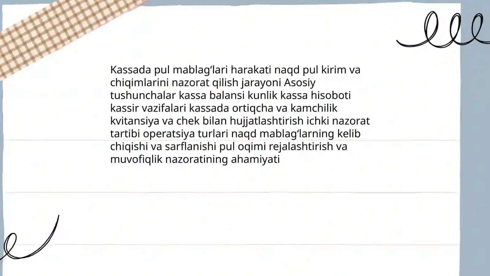 Kassada pul mablag'larini xarakatini tekshirish 3
