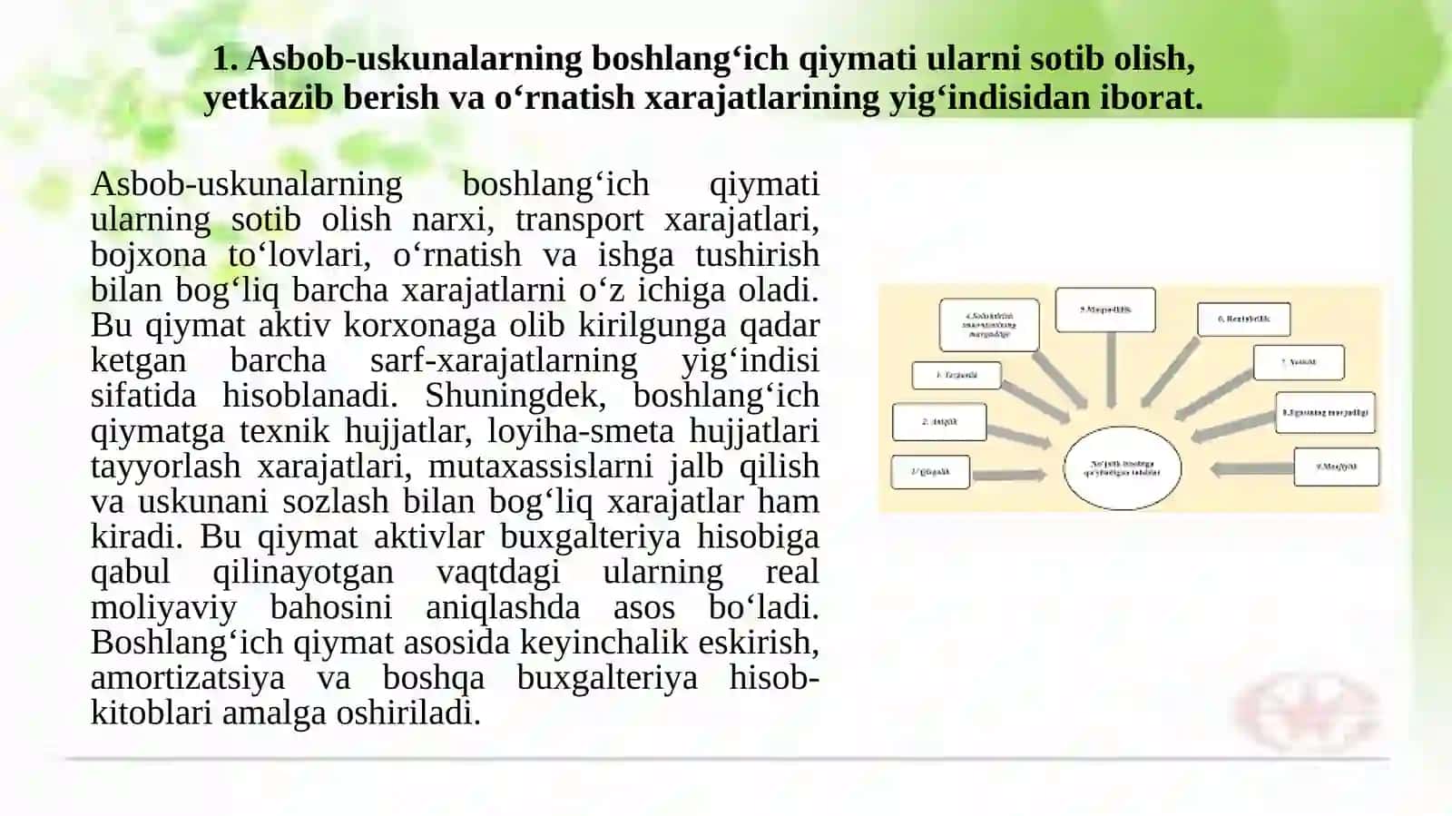 Asbob-uskunalarning boshlang‘ich qiymati 3