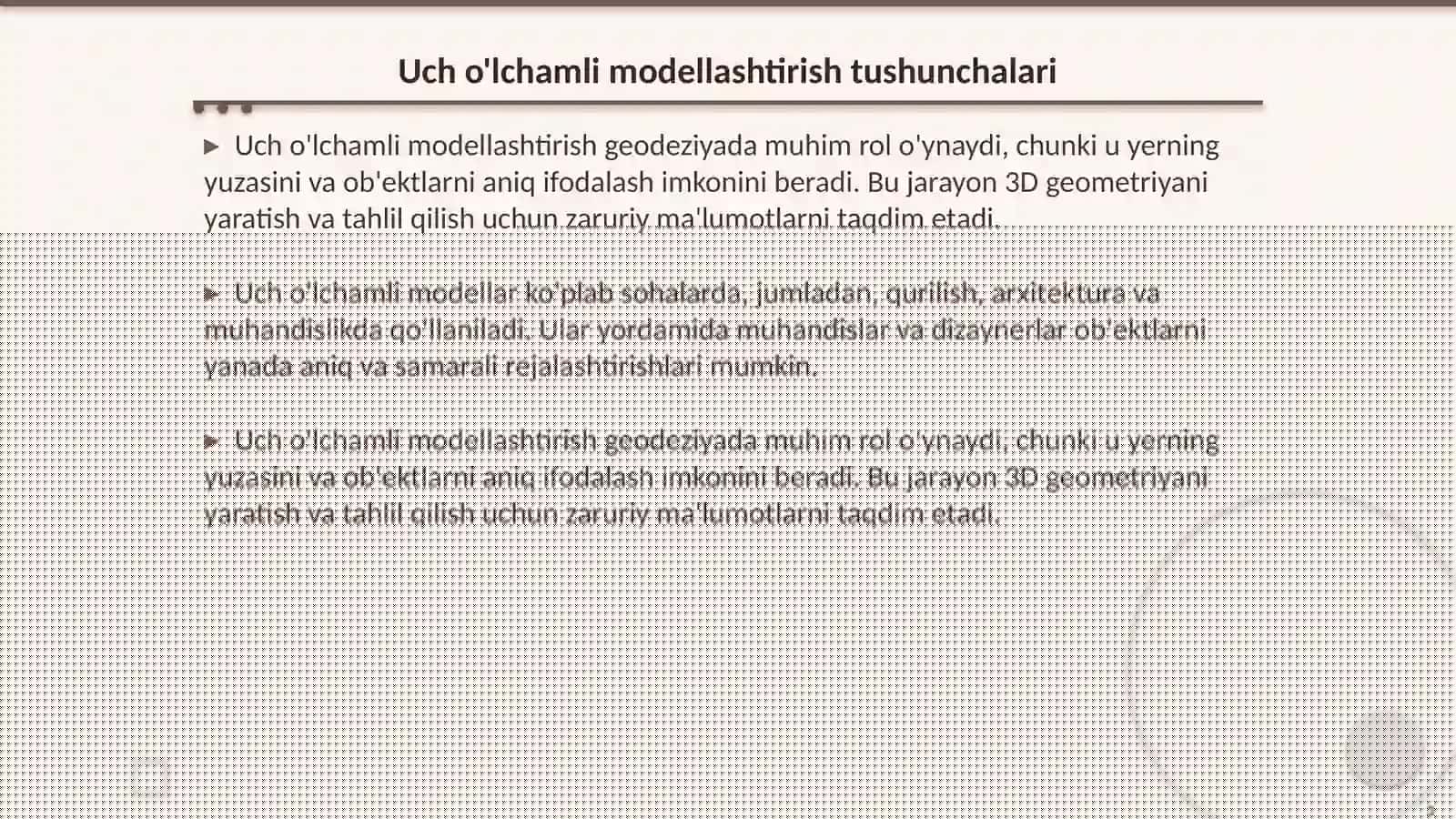 Ma’lumotlarni uch o‘lchamli modellashtirish 3