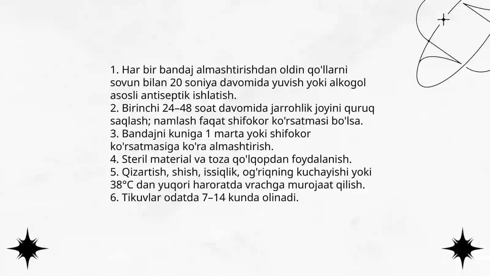 Aperasiyadan keyin parvarish 3