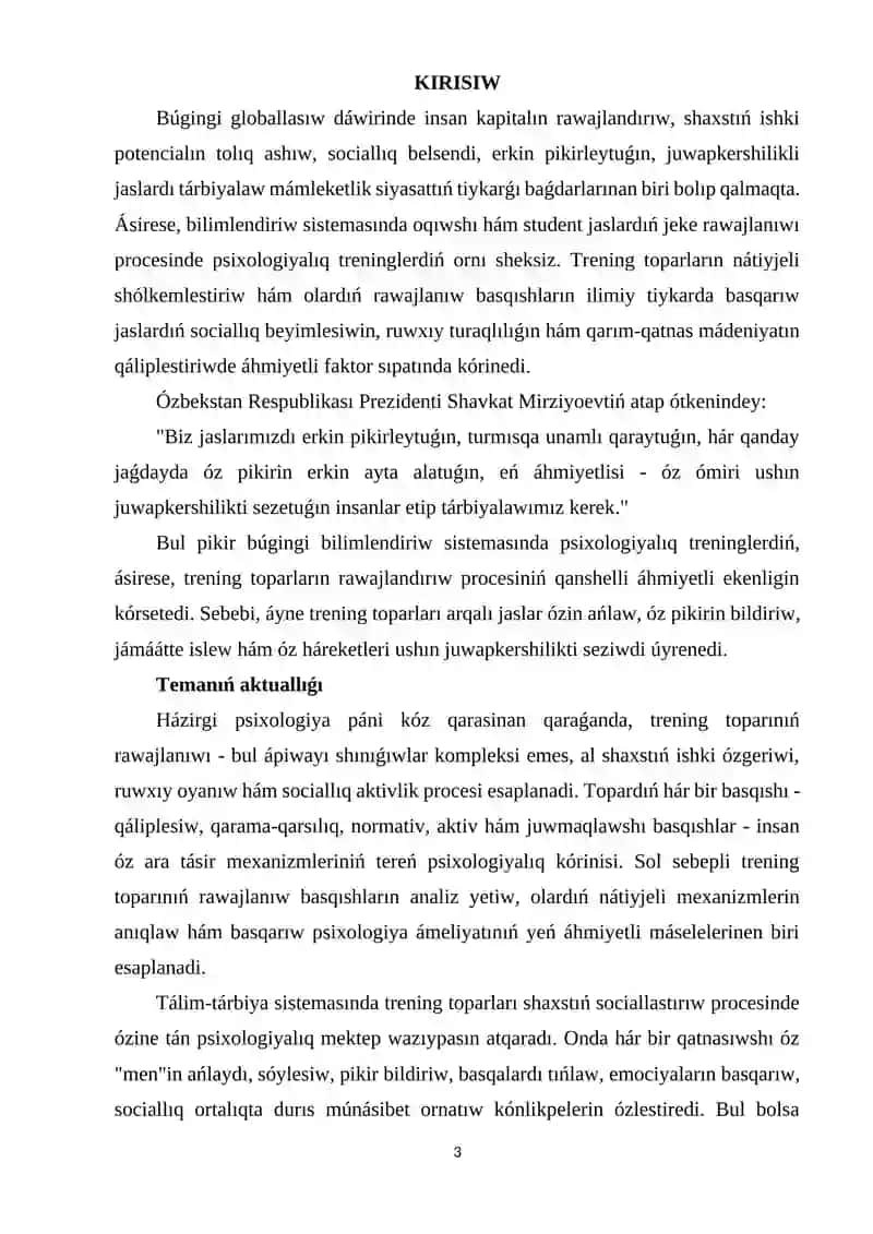 Trening toparın rawajlandırıw fazaları hám mexanizmleri 3