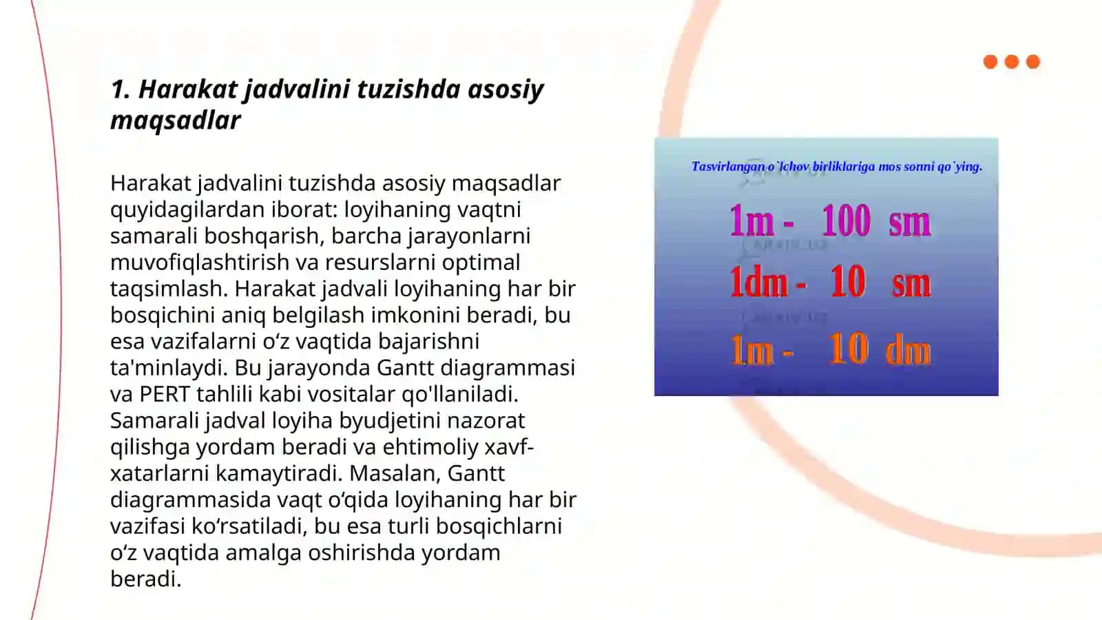 Harakat jadvalini ishlab chiqishda e‘tibor beriladigan omillar 3