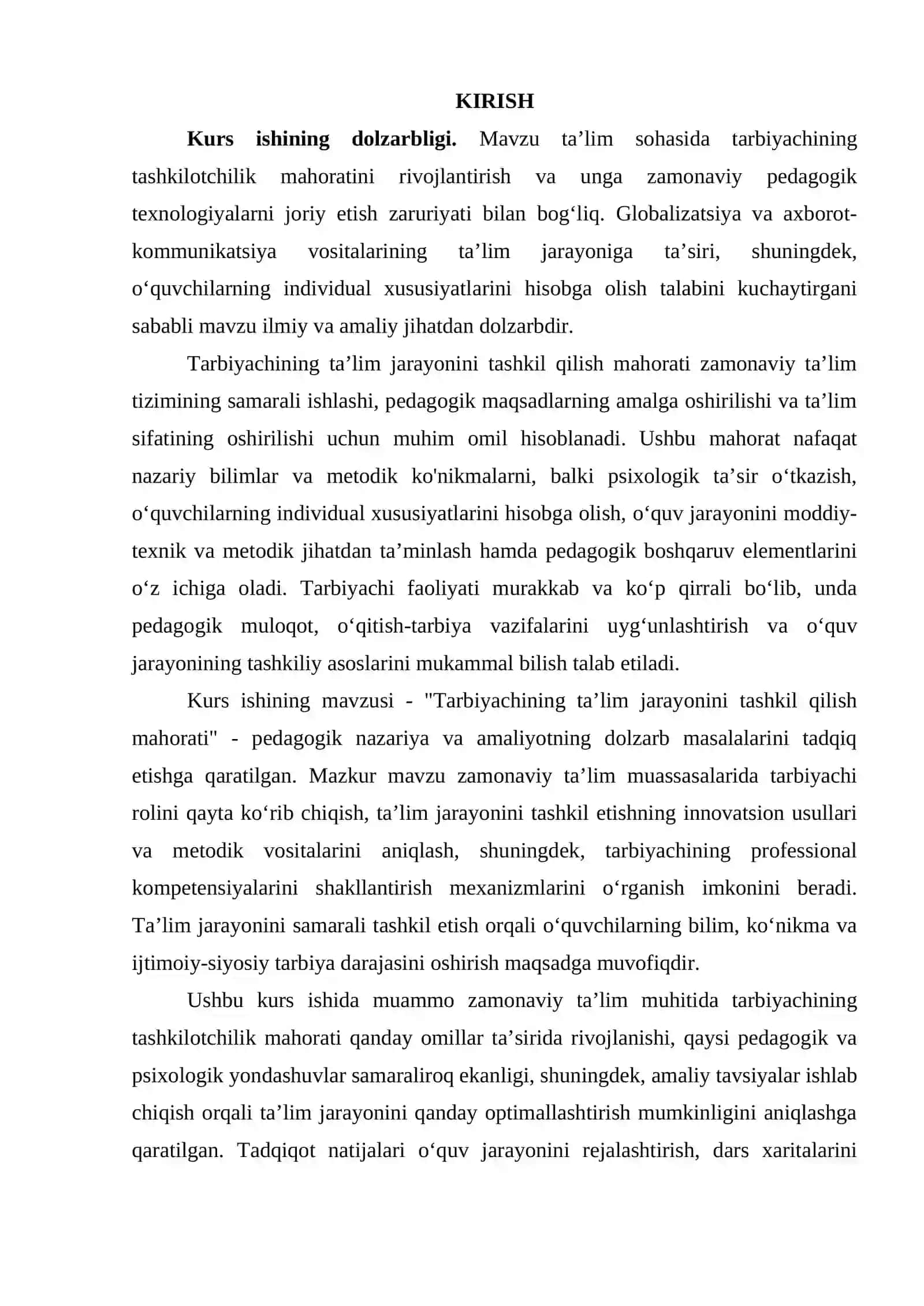 Tarbiyachining taʼlim jarayonini tashkil qilish mahorati 3