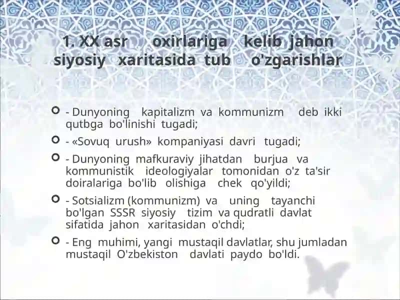 O‘zbekistonning jahon hamjamiyatida tutgan o`rni va integratsiyalashuvi 3