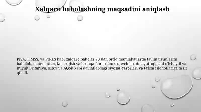Xalqaro baholash dasturlarining maqsadi, ularni baholash mezonlari 3