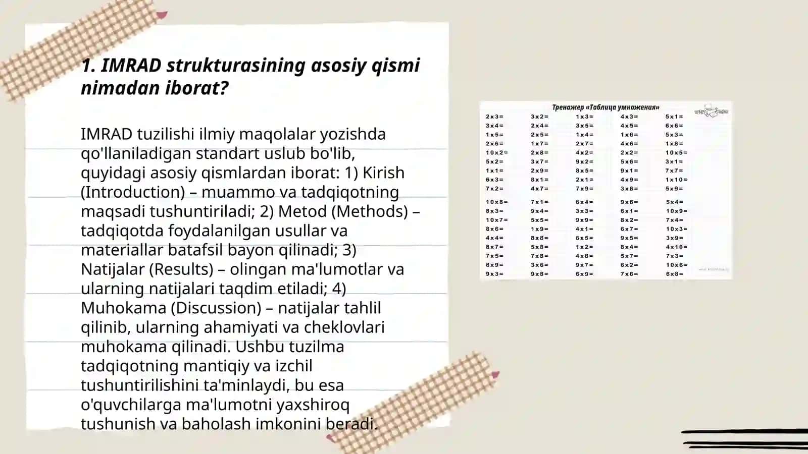 IMRAD NIMA? IMRAD TALABINING MUHIMLIGI 3