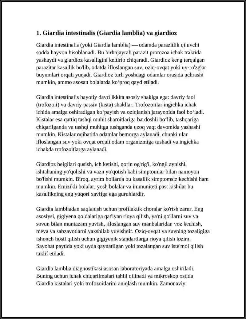 Giardia intestinalis (Giardia lamblia) va giardioz 3