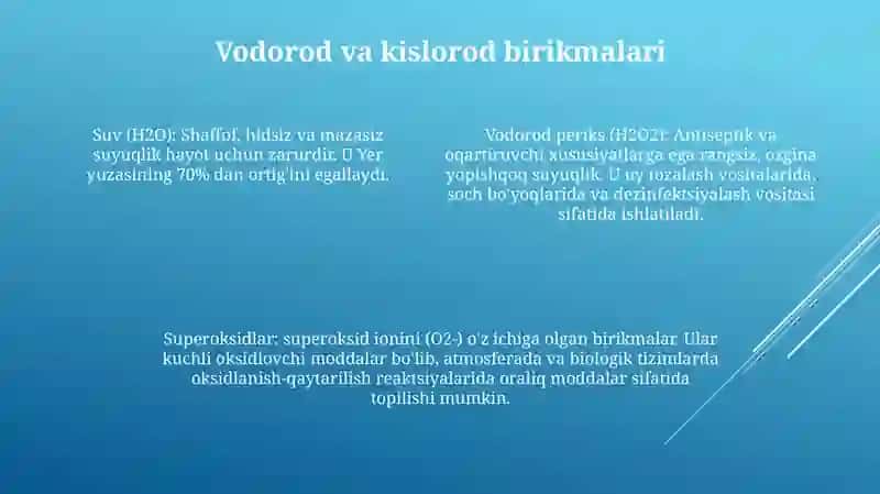 Vodorod Va Kislorodning Birikmalari Pereoksidlar Va Ularning Olinish Xossalari 3